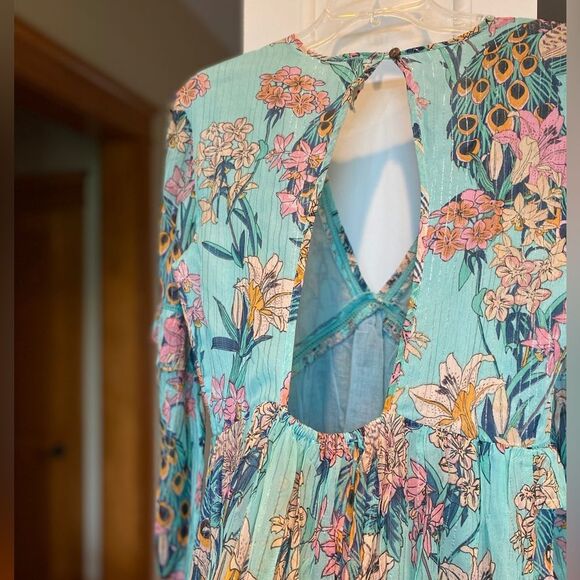 Anthropology Raga size Medium Floral Bohemian Cutout Back Floral Dress. - Picture 6 of 11